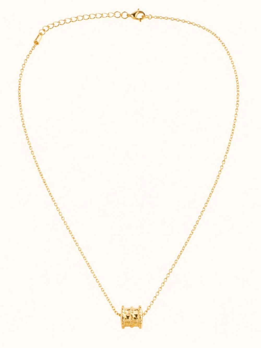 Axis – Gold Barrel Charm Necklace Tarnish Resistant, Stainless Steel